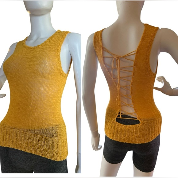 DIVIDED by H&M Yellow Sleeveless Knit Top Size 4/S - Picture 1 of 7